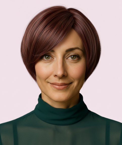 Layered short bob with shorter pieces on the sides