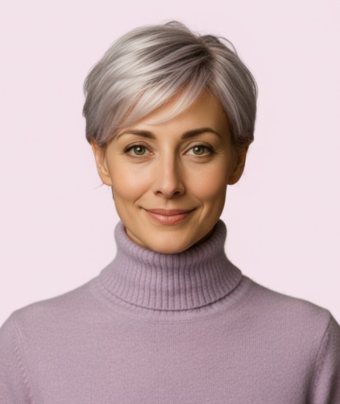 Pixie cut - Short cut for silver gray hair
