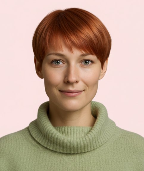 Beautiful short hairstyle with layering and a rounded shape