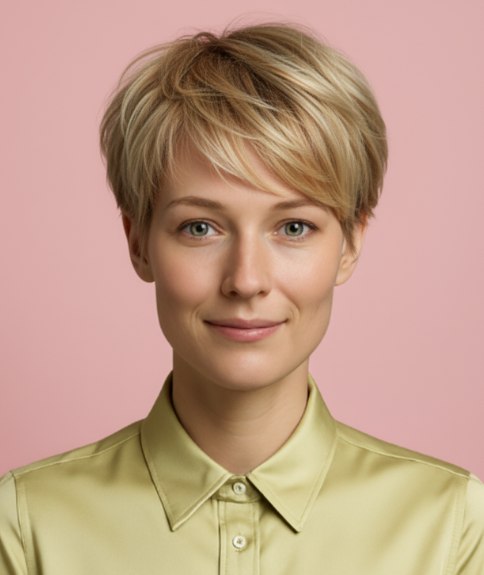 Pixie cut that balances edginess with femininity