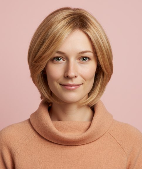 Layered between the chin and shoulders bob haircut