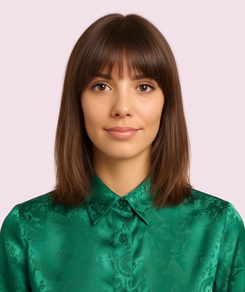 Classic long bob with straight-across bangs