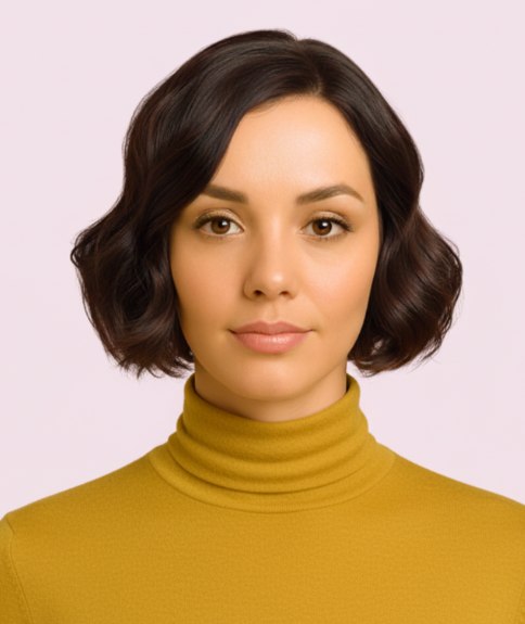 Modern bob for natural wavy hair