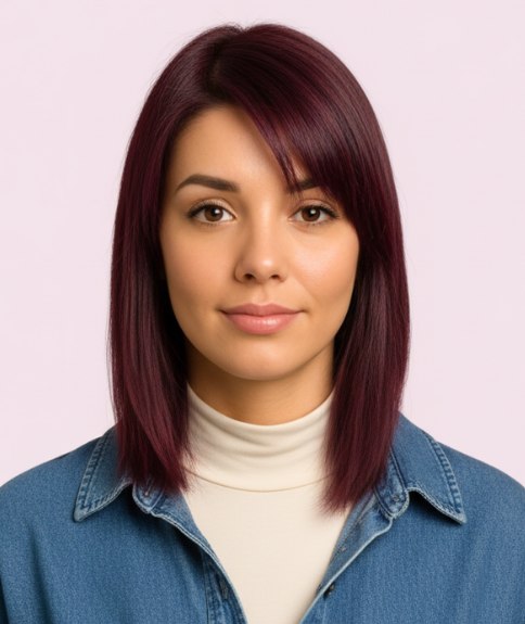 Semi-long hairstyle with length that hits at your shoulders