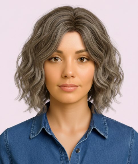Bedhead look hairstyle with tousled lived-in layers