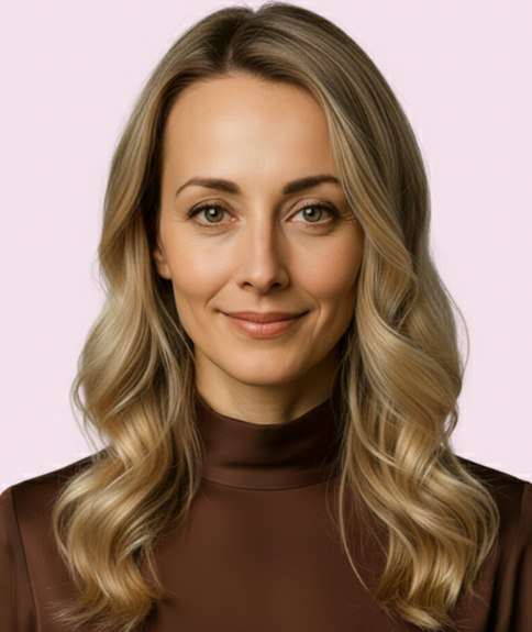 Long blonde hairstyle with beautiful waves