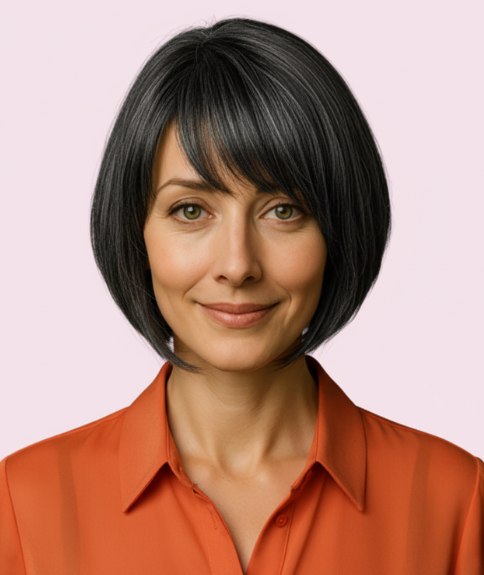Sleek modern not too short and not too long bob