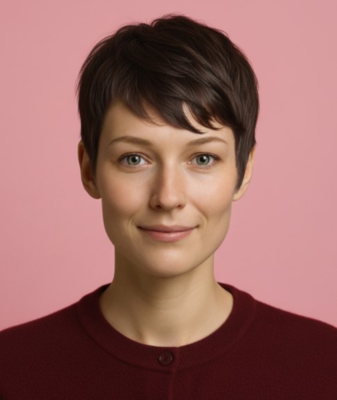 Short but not too short pixie cut with a fringe