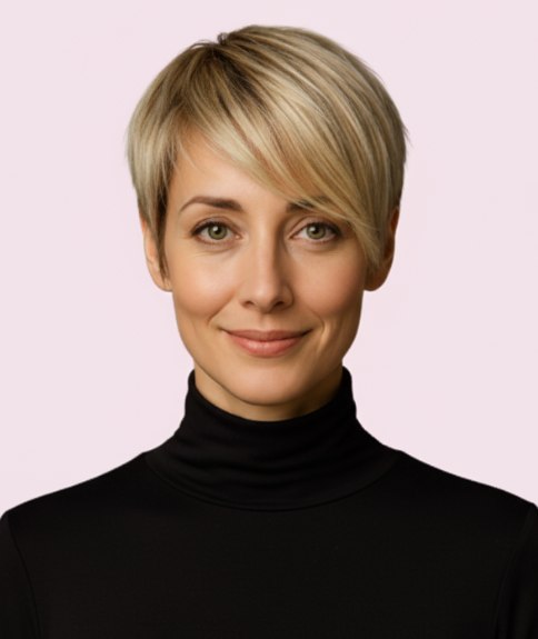 Stunning short hairstyle for blonde hair with a fringe