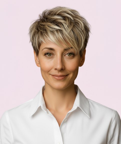 Modern pixie cut with stylish asymmetry
