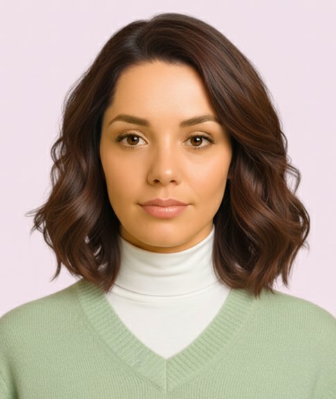 Wavy semi-long hairstyle with beautiful movement