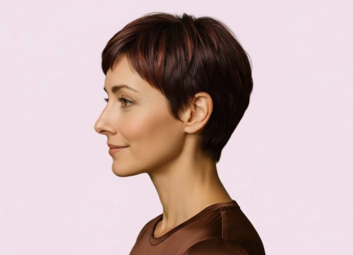 Pixie haircut with layering - Side view