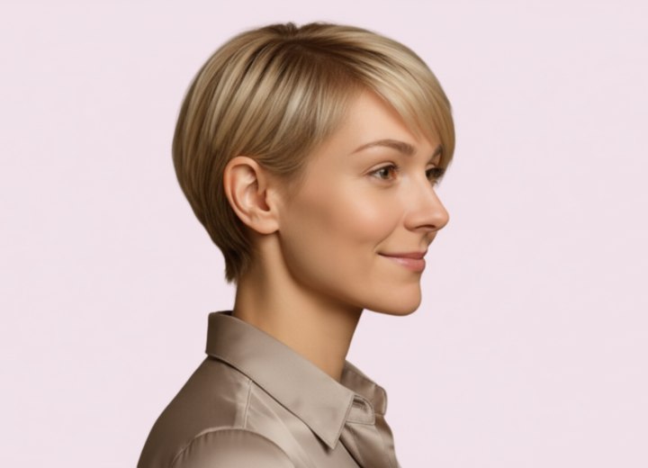 Sleek style for very short hair - Side view