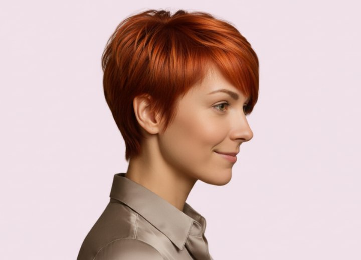 Short style for red hair - Side view