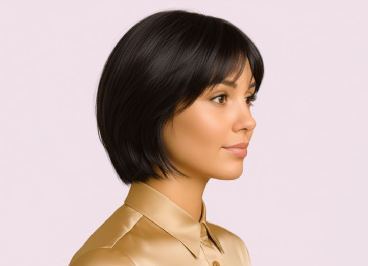 Bob with choppy cutting lines - Side view