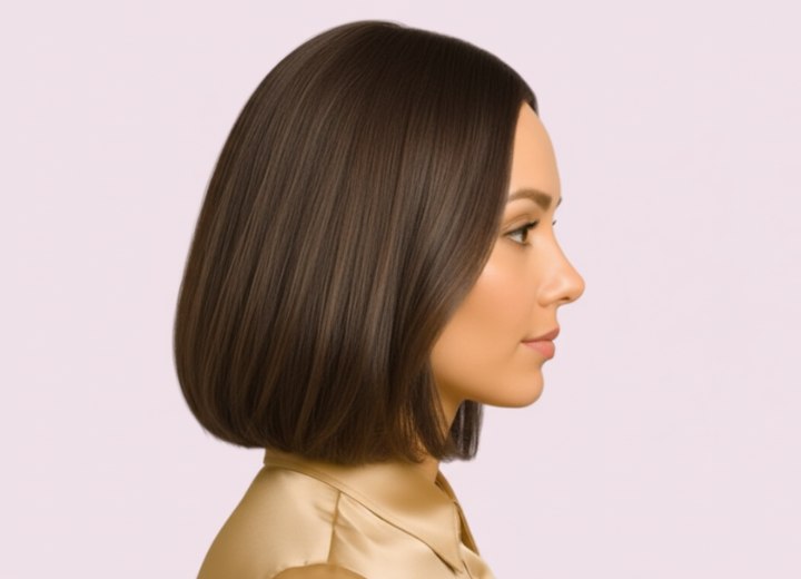 Bob cut with a middle part