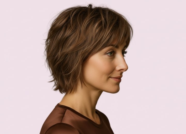 Short haircut with choppy layers - Side view