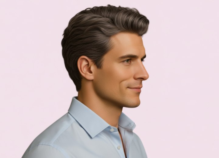 Haircut for graying men - Side view