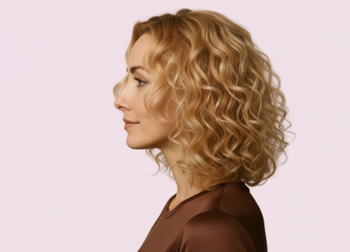 Medium-length hair with waves - Side view