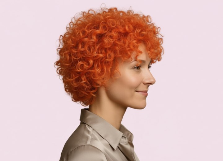 Short orange hair with curls - Side view