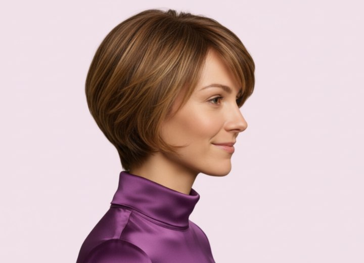 Chin-level bob with layers - Side view