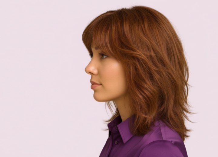 Shoulder-skimming hair with strong layering - Side view