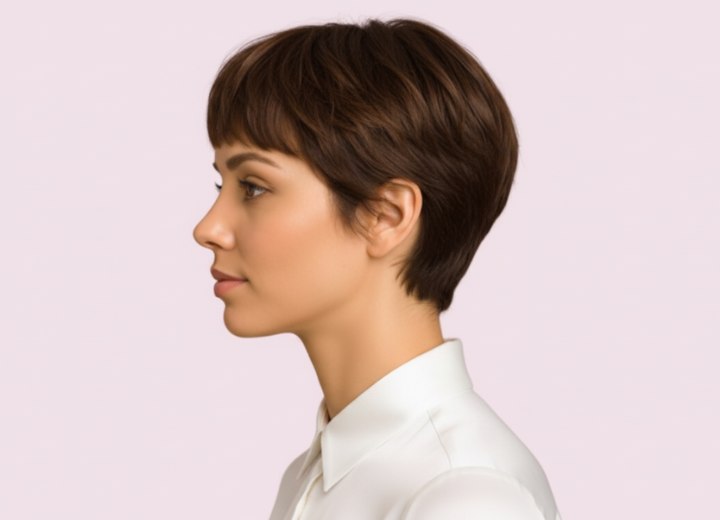 Low-maintenance short hairstyle for women - Side view