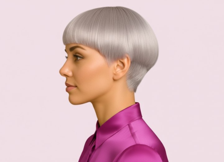 Very short hair with blunt cutting lines - Side view