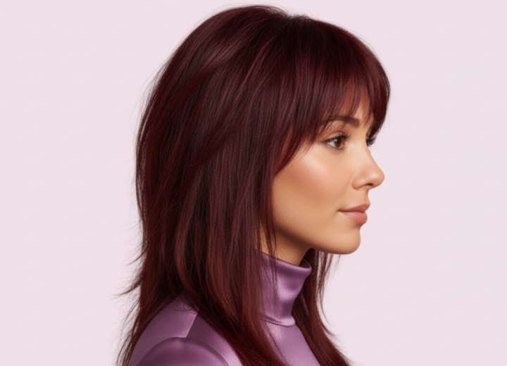 Long hair with lots of layers and movement - Side view