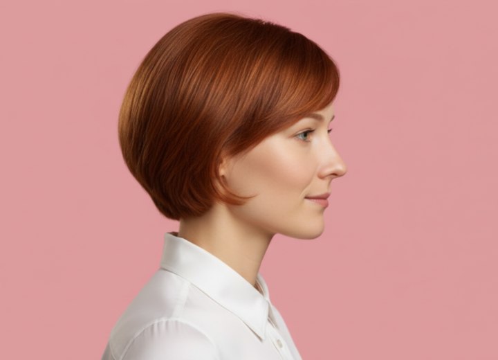 Short bob hairstyle with a clean appeal - Side view