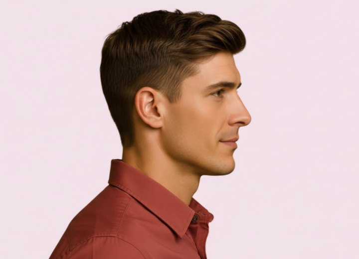 Masculine haircut with clean lines - Side view