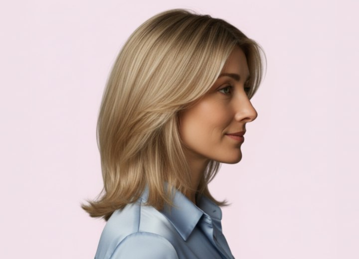 Shoulder-skimming hair with layers - Side view