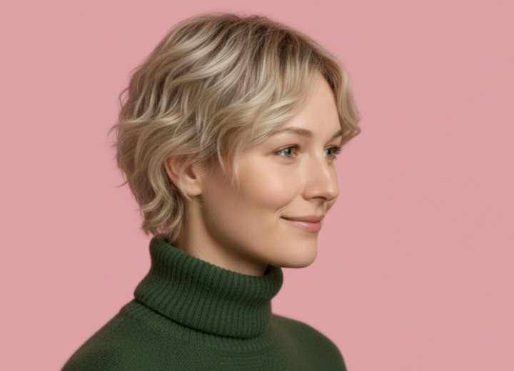 Wash-and-go look for short hair - Side view