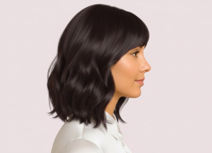 Striking hairstyle with clean lines - Side view