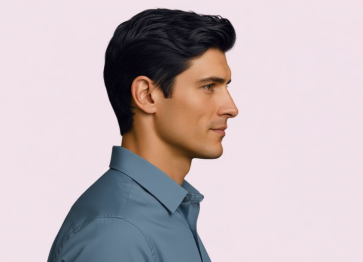 Modern not too short haircut for men - Side view