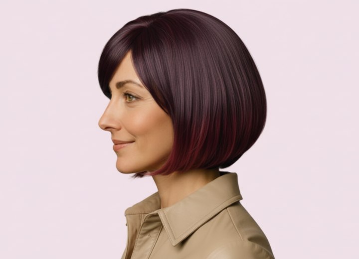 Classic short bob with a modern update - Side view