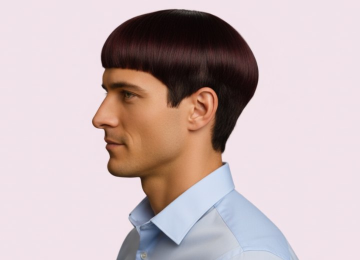 Bowl cut hair for men - Side view
