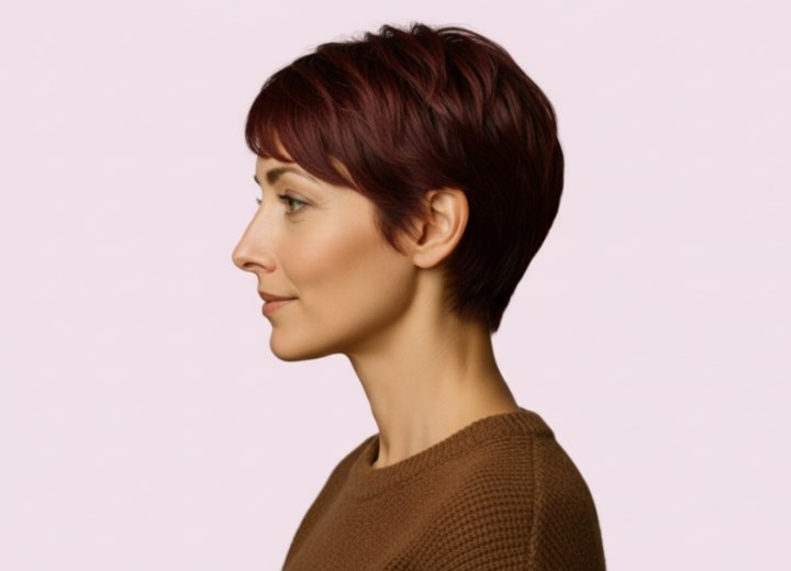 Pixie cut for brown hair - Side view