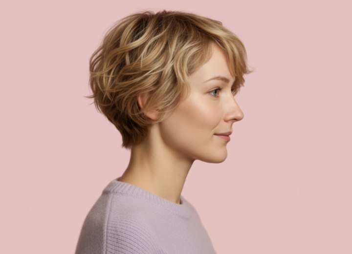 Short hair with casual styling - Side view