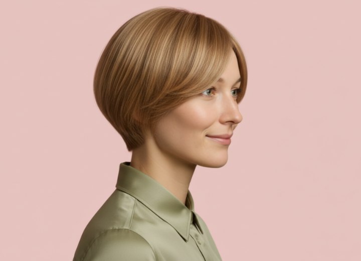 Short bob that gives hair a full appearance - Side view