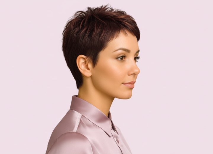 Edgy above the ears haircut for women - Side view
