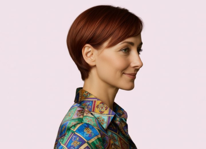 Pixie cut with side bangs - Side view