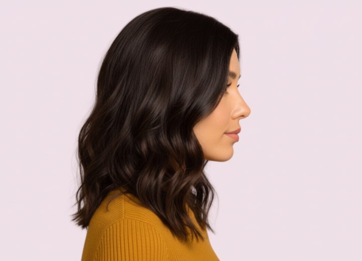 Long haircut with many styling options - Side view
