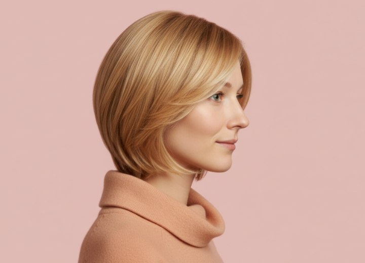 Bob haircut with layering - Side view