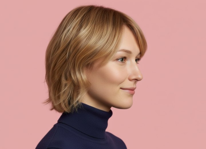 Just below the chin hairstyle with layers - Side view