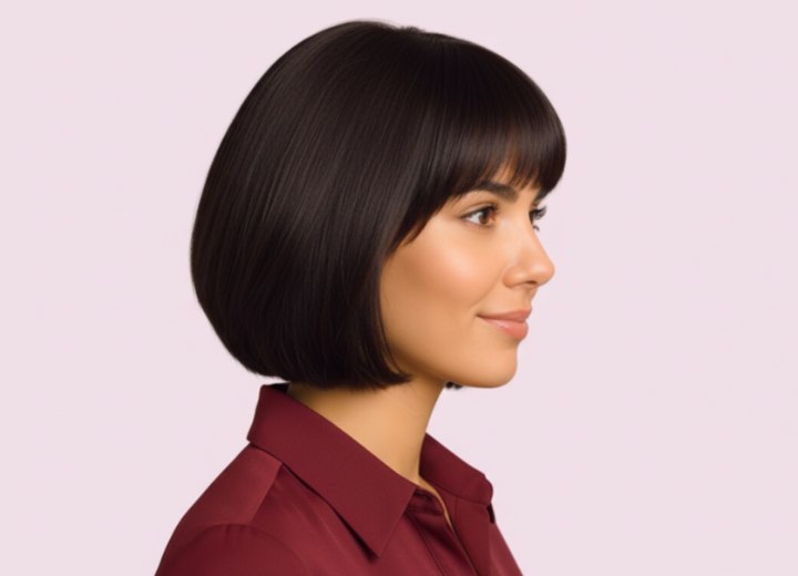Bob with soft textured bangs - Side view