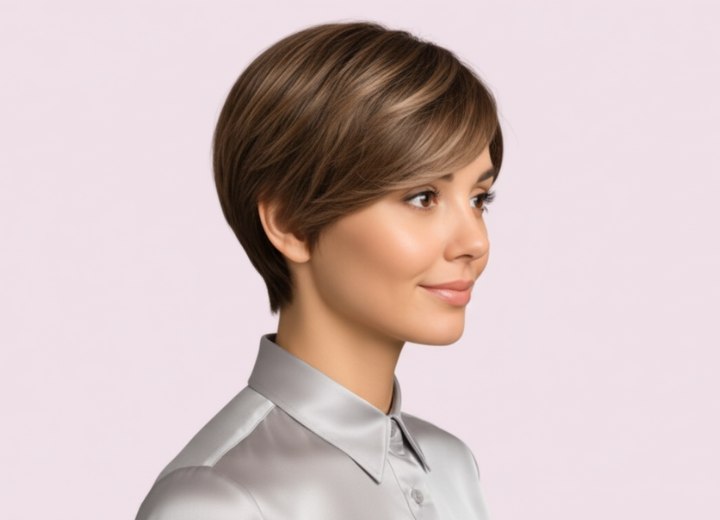 Longish pixie cut hair - Side view