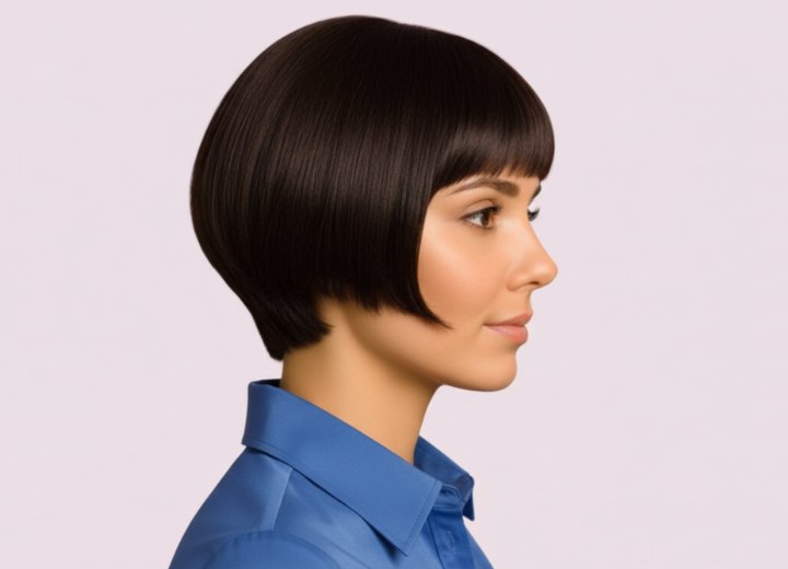 Short asymmetric bob haircut - Side view