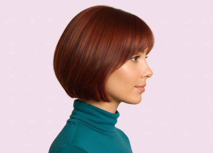 Between the chin and shoulders bob - Side view