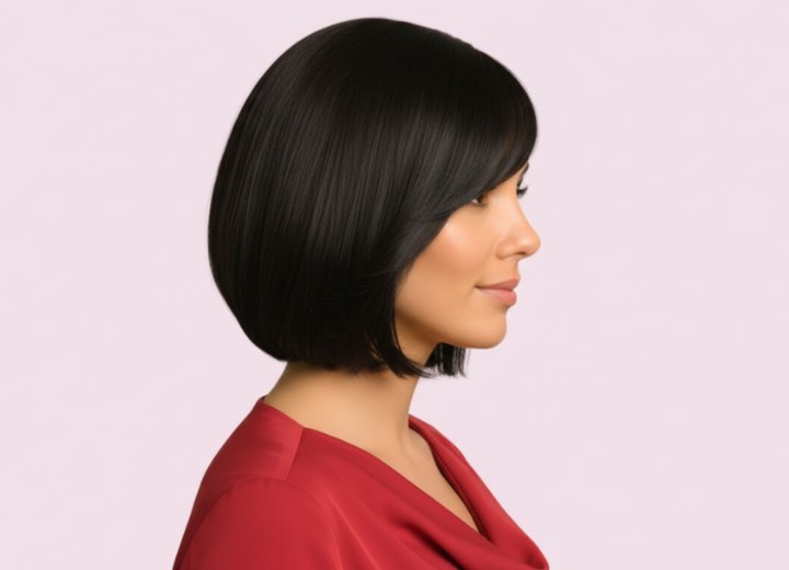 Bob haircut that swings when you move your head - Side view